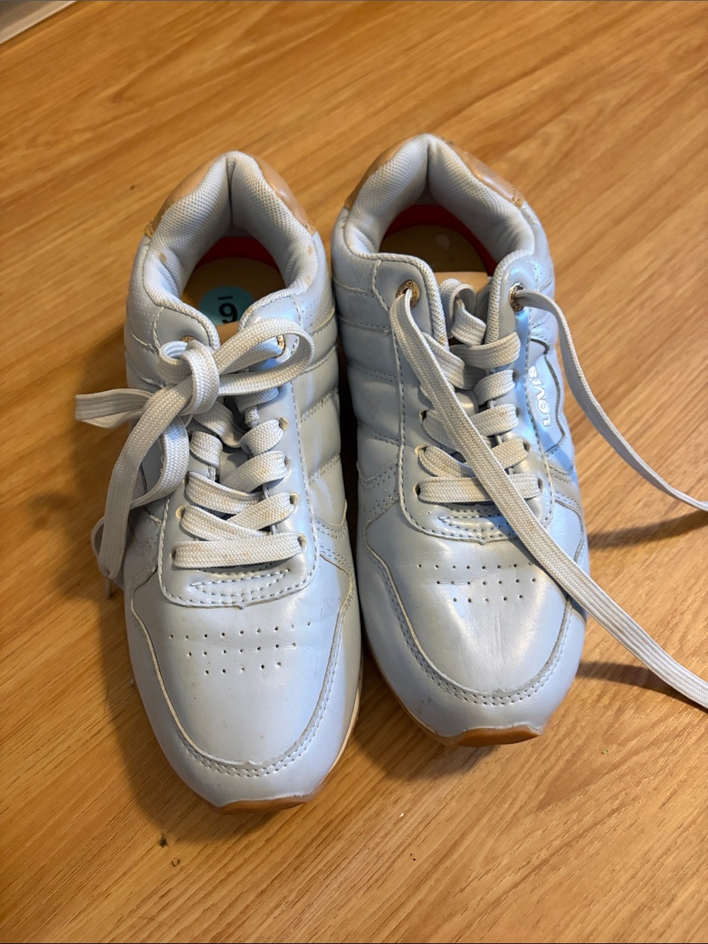 Womens Light Blue Lace-Up Sneakers